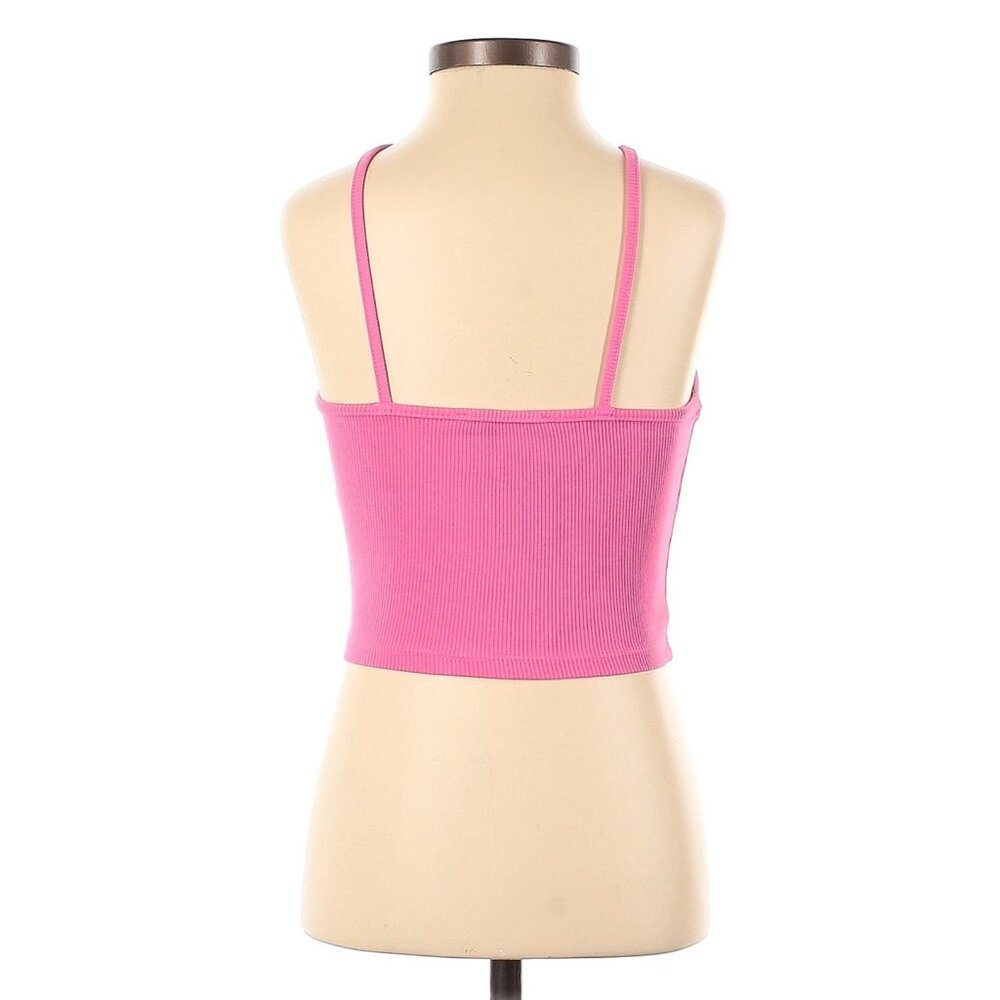 Zara Pink Ribbed Sleeveless Halter Style Crop Top - Picture 3 of 6